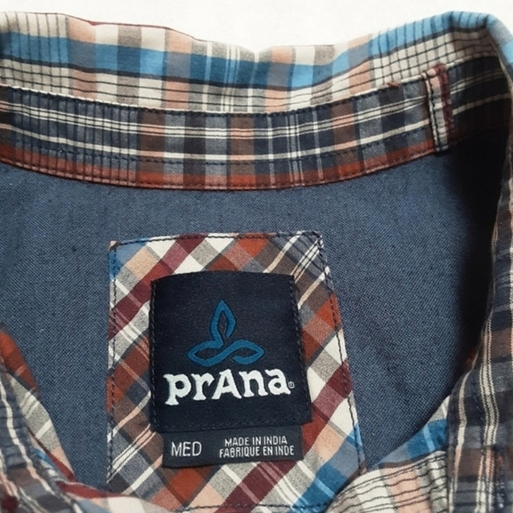Prana Button Up Plaid Shirt Mens Medium - Picture 10 of 13